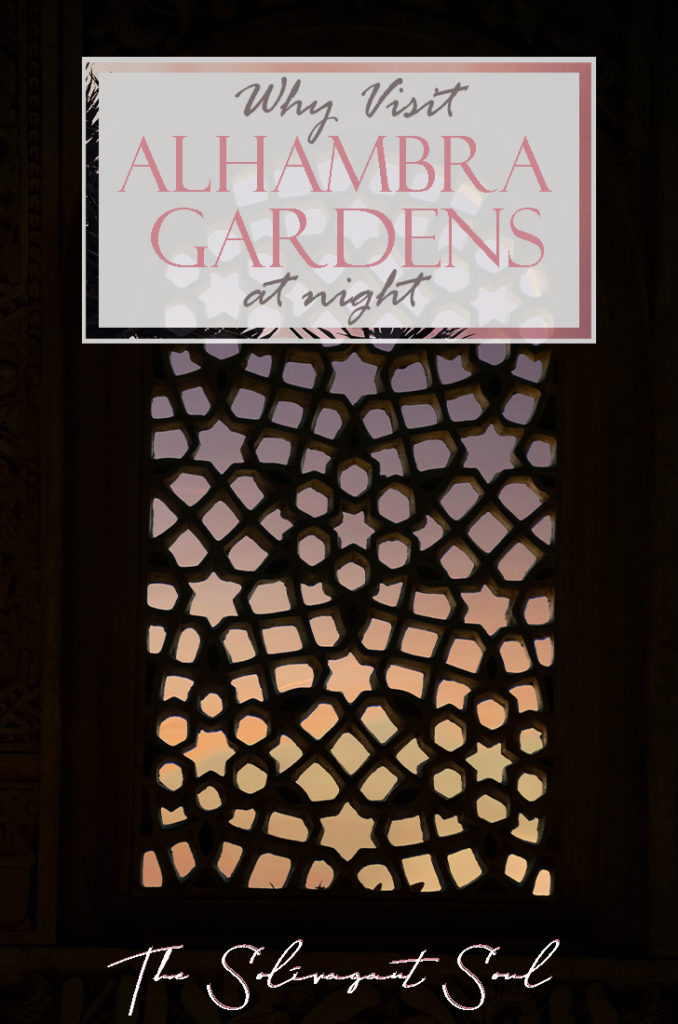 Visit the Alhambra at night, the Gardens and the Generalife. When the fragance of thousands of flowers are combined together at sunset to create a magical environment. The palace of the Alhambra of Granada in Spain is one of the magical locations worldwide and visiting this in the evening is a one in a lifetime experience. #spain #granada #andalusia #alhambra #visitalhambra #architecture #flowers #gardens #visitspain #spaintourism | The Solivagant Soul