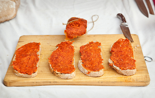 Sobrasada and Cheese in Mahón | Two of the best things you can eat in Mahón ( Menorca , Spain). One of them a maturated raw sausage and the other salty cow cheese, two must try in the Balearic Islands